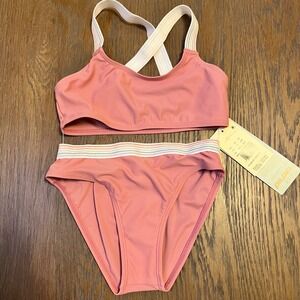 Pilpel Gottex Girls Pink Rainbow Glitter Bikini Swimsuit Set Size 5